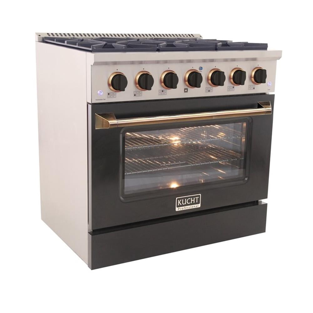 Pemberly Row 36" 5.2 cu. ft. Dual Fuel Range Propane Gas in Gold Handle