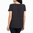 thumbnail image 3 of Hilary Radley Women's Dot Print V-neck Flare Short Sleeves Relaxed Fit Top Blouse-Black / S, 3 of 4