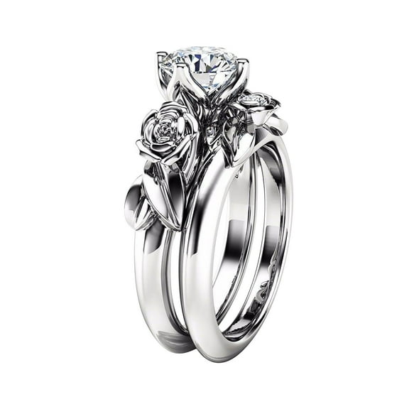 Wioihee Ladies Rose Flower Diamond Couple