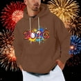thumbnail image 2 of Happy 2026 Hoodies for Men Printed Long Sleeve Drawstring Loose Fit Pullover Sweatshirts Tops with Pocket (3XL, Brown), 2 of 5