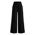 thumbnail image 5 of Dwellite Womens Cotton Linen Pants Casual Wide Leg High Waist Long Palazzo Trousers with Pocket Black 2XL, 5 of 5