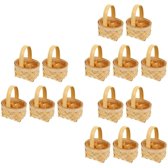 HOMEMAXS 15 Pcs Miniature Woven Basket Small Rustic Wedding Flower Girl Basket Woven Gift Box