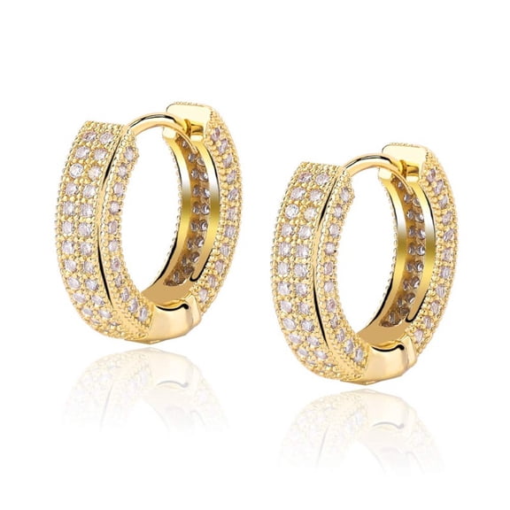 Iced Out Hoop Earrings Cubic Zirconia Huggie Cartilage Cuff Hypoallergenic 14K Gold Plated Luxury Fashion Round Circle Earrings For Men Women