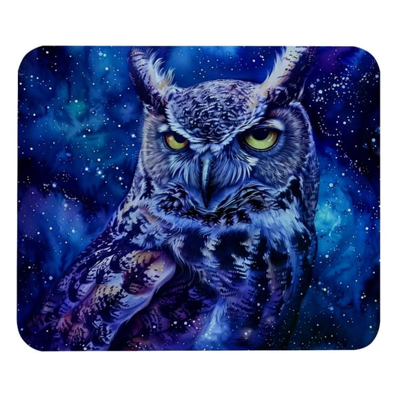 PhooArto Comfortable Mouse Pad Blue Galaxy Owl Desktop Mousepad , 21 x 25 cm Mouse Mat, Non-Slip Rubber Base, Improves Speed and Precision