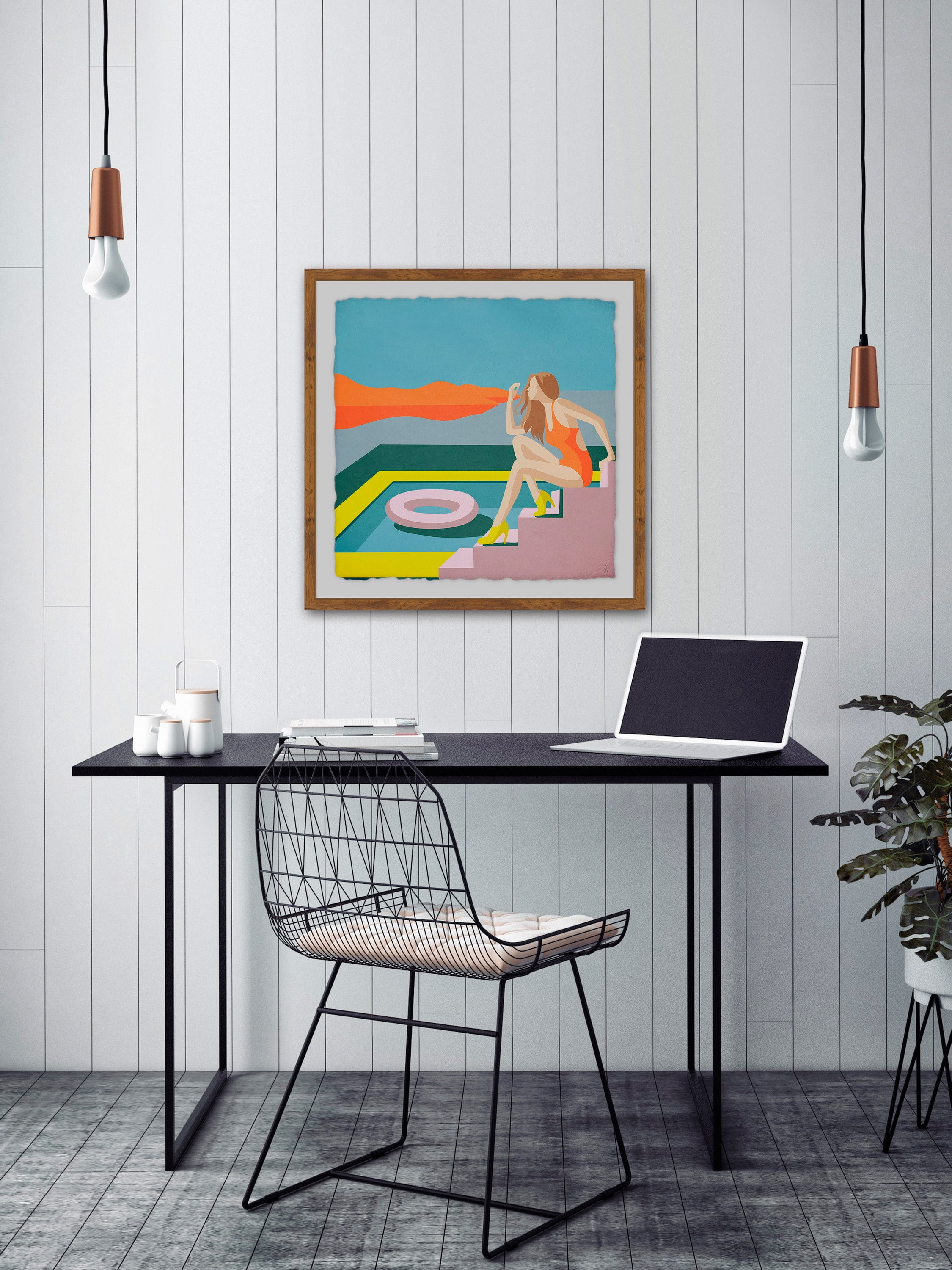 Waiting on the Steps Framed Painting Print