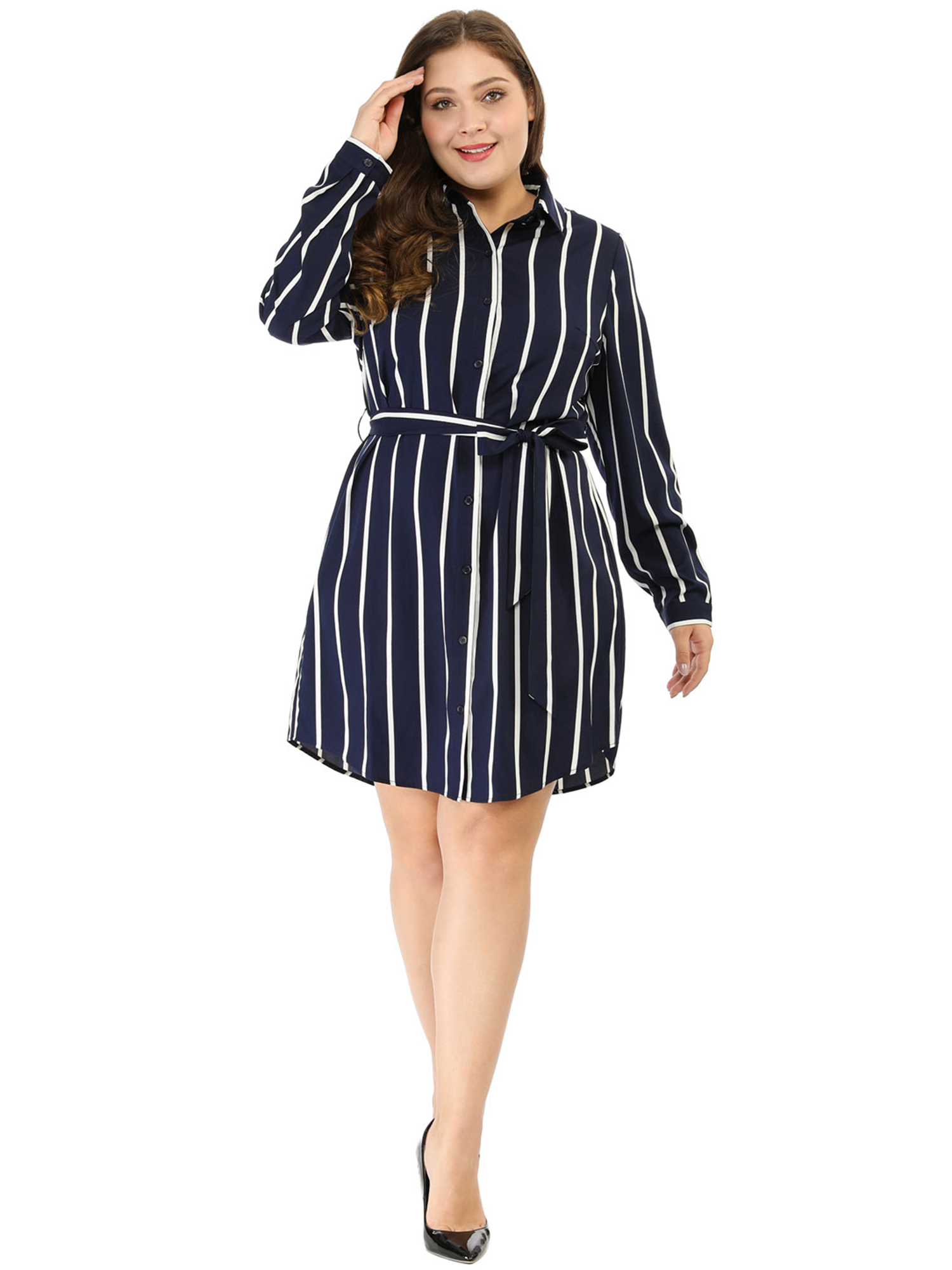 striped shirt dress plus size
