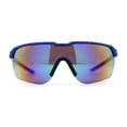 thumbnail image 3 of Mens 90s Classic Half Rim Sport Wraparound Plastic Sunglasses Blue Rainbow Mirror, 3 of 4
