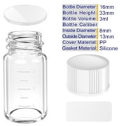 Sterile Glass Vials ,Clear Sample Vials with Measuring Line and White Screw Cap ,Liquid Sampling for Chemistry Lab Chemicals or Personal Storage,3ml,12pcs