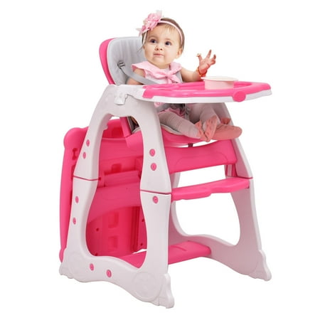 Costway 3 in 1 Baby High Chair Convertible Play Table Seat