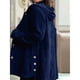 thumbnail image 5 of Chaqueta Informal de Holgada con Capucha y Larga para Mujer, Otoño e Invierno Azul Marino XL, 5 of 6