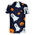 thumbnail image 5 of T-shirts for Men Halloween Ghost Pumpkin T-shirt Short Sleeved Printed Round Neck Blouses Dark Blue XL Mens Tops, 5 of 5