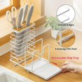thumbnail image 2 of Cutting Boards Knife Organizer, 3 In 1 Kitchen Organizer Rack, Kitchen Utensils Rack Chopping Boards/knives/pot Pan Lid Storage With Drip Tray, White, 2 of 5