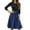 Dark Blue, variant on WTOBBY Women's Solid Color Waistband Round Neck 3/4 Sleeve Dress, Flowy Casual Midi Sundress with Minimalist Elegance for Summer,Army Green L