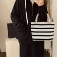 thumbnail image 4 of Canvas Handbag with Striped Design, Simple Tote Shoulder Bag for Shopping, Lightweight Everyday Carryall Bag, Casual Outing Handbag for Essentials, Compact and Stylish Bag for Women, 4 of 6
