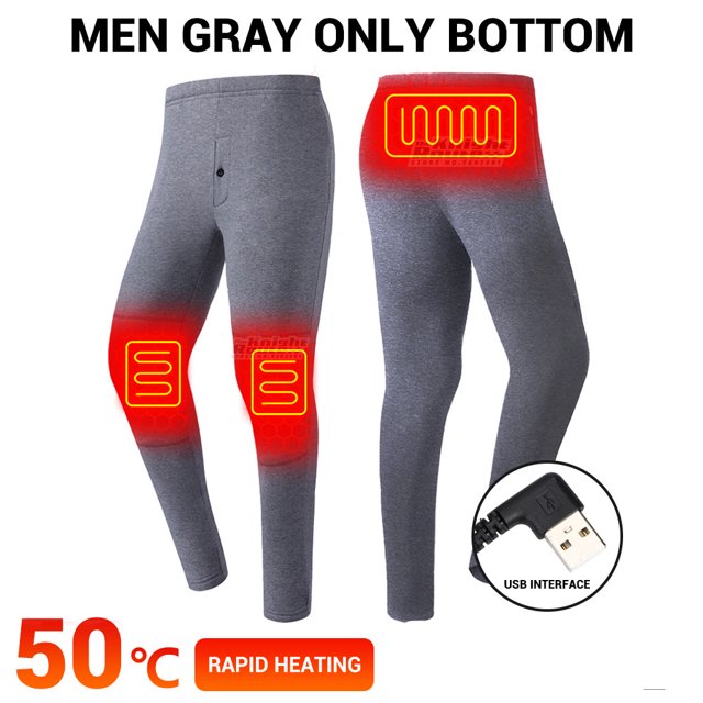 Men Women Heated Underwear Top with Pants Set Washable USB Charging Electric Thermal Heating Insulated Clothes with 3 Level Temperature Setting Cold-Proof Underwear Outdoor Winter Heating