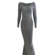 thumbnail image 2 of VISgogo Vestido Casual para Mujer Color Sólido Manga Larga Cuello Redondo Slim Fit Home Vestido Largo VISgogo moda, 2 of 6