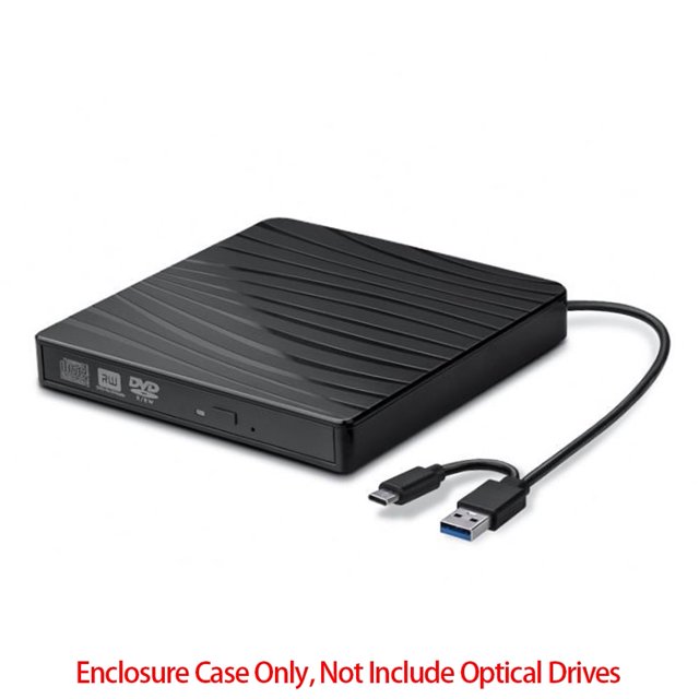 Caja para unidades jixopn USB 3.0/Tipo C con cable de alimentación de doble cabezal, estuche externo para DVD, portátil para computadoras de escritorio y portátiles