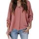thumbnail image 4 of Qarigey Camisa de mujer con cuello en V Blusa suelta Manga larga Color sólido Top casual Prendas para la parte del cuerpo Rojo XXL, 4 of 6