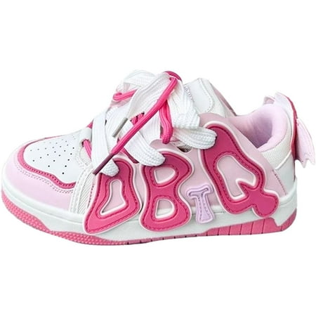 Pink Strawberry Cute Sneakers Canvas Shoes Y2K Casual Sneaker Lace Up Comfort Platform Walking Zipper for Women Girls