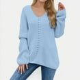 thumbnail image 4 of Vedolay Womens Fall Sweaters Womens Fall Winter Sweater Fashion Crew Neck Long Sleeve Pullover Casual Tops,Blue M, 4 of 5