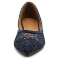 thumbnail image 3 of Ollio Women's Shoes Faux Suede Spangle Floral Lace Breathables Pointed Toe Ballet Flats F126, 3 of 6