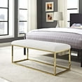 thumbnail image 2 of Modern Deco Contemporary Urban Design Living Room Lounge Club Lobby Accent Chair Bench, Velvet Fabric Metal Steel, Gold Ivory, 2 of 5