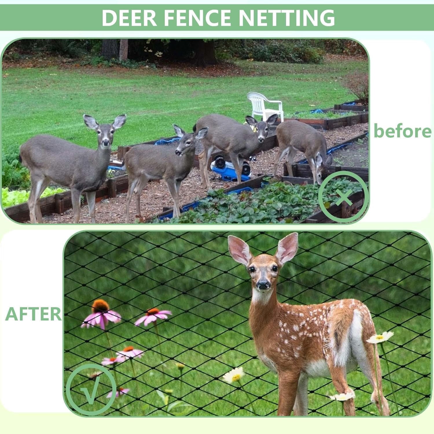 Bird Netting for Garden, 13x32FT 0.8" Mesh Netting for Garden Protection, Fruit Tree Netting Bird Netting for Fruit Trees, Deer Netting Deer Fence for Garden, Black w/50 Cable Ties