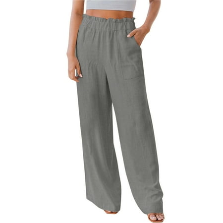 

koaiezne Womens Wide Leg Palazzo Pants High Waisted Pant Smocked Pleated Loose Fit Casual Trousers plus Size Pants for Women plus Size Stretchy Scrub Pants
