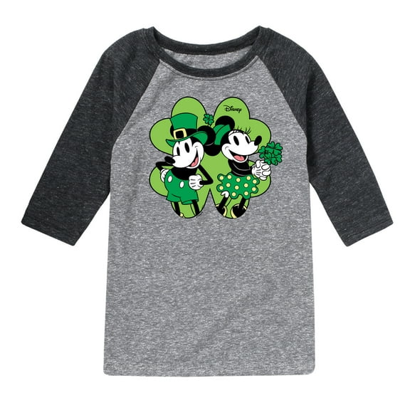 Disney - Mickey Minnie Shamrock - Toddler And Youth Raglan Graphic T-Shirt