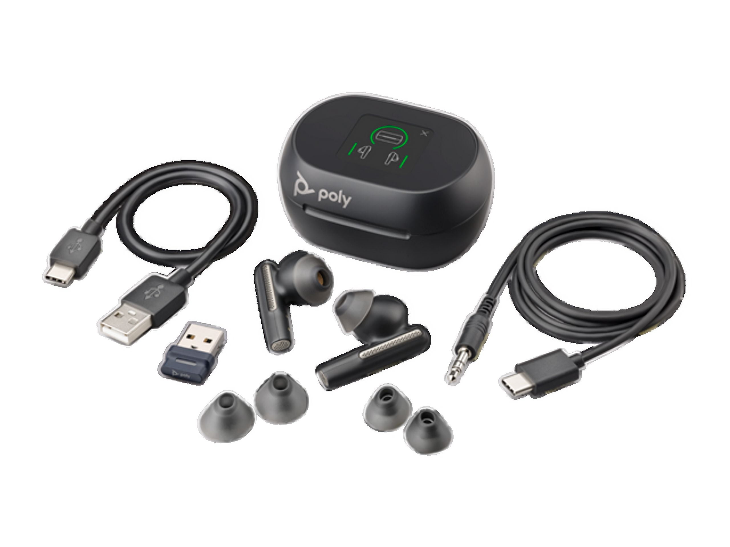 Poly Voyager Free 60+ UC Wireless Earbuds (USB-A Dongle, Carbon Poly Voyager Free 60+ UC Wireless Earbuds (USB-A Dongle, Carbon