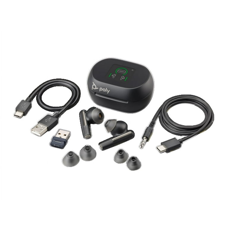 Poly Voyager Free 60+ UC Wireless Earbuds (USB-A Dongle, Carbon