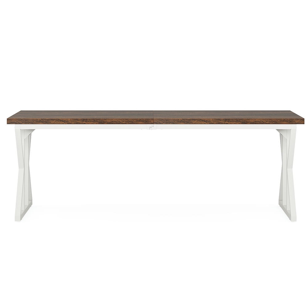 Yardi Yarda 78.7" Executive Desk, Large Computer Desk Two Person Desk for Indoor, Desk for Indoor, Brown+White