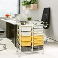 thumbnail image 2 of XgoodX 15-Drawer Organizer Cart Office School Storage Cart Rolling Drawer Cart for Tools, Scrapbook, Paper (Yellow), 2 of 9