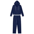 thumbnail image 3 of HAiming Plus Size Pajama Sets for Women 2 Piece Sleepwear Ribbed Knit Long Sleeve Hoodies Loose Pants Lounge Sets, 3 of 5