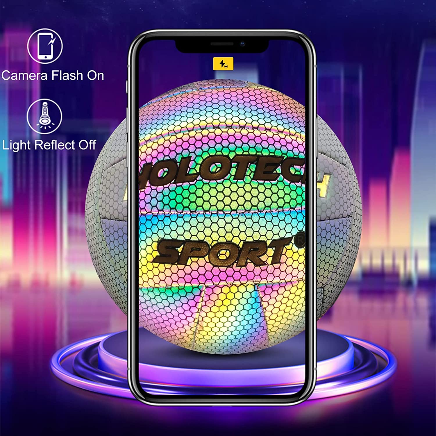 Volleyballs, Holographic Glowing Volleyball Official Size 5, Indoor Outdoor Beach Volleyball Ball for Men Women