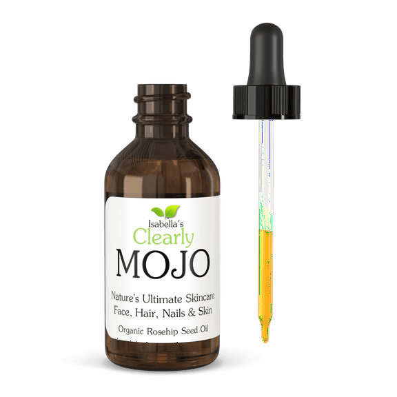 Isabella's Clearly MOJO Organic Rosehip Seed Oil for Face, Hair, Nails | Pure and Cold Pressed Moisturizer in a Glass Bottle (2 Oz)