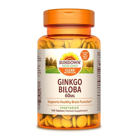 Sundown Naturals Ginkgo Biloba Herbal Supplement Tablets, 60mg, 100