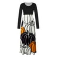 thumbnail image 4 of Enjoytime Robes d'Halloween pour Femmes Vintage Imprimé Manches Longues Col Rond Longue Robe Patchwork Élégante Robe d'Invitée de Mariage Orange P, 4 of 4