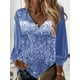thumbnail image 3 of Tops con cuello en V de Color sólido de lentejuelas para mujer, Jersey suelto informal, Camiseta con estampado Digital, ropa de calle de algodón, ropa femenina, 3 of 5