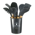 thumbnail image 1 of Set Kitchenware Kit Silicone Cookware Set Wood Handle Non Stick Cooking Utensils with Container, 1 of 5