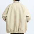 thumbnail image 6 of Maoxin Mens Jacket Men's Casual Loose Fitting Long Sleeved Hooded Jacket Long Sleeve Hoodless Faux Leather Outwear Jackets Plus Size Jackets for Men Beige 6XL, 6 of 6