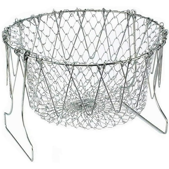 Deep Fry Basket -Casewin 304 Stainless Steel - Multi-Function Foldable Chef Cooking Basket, Flexible Kitchen Tool for Fried Food, Washing Fruits, Vegetables