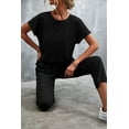 thumbnail image 5 of Mengpipi Women Casual 2 Piece Outfit Long Pant Set Sweatsuits Tracksuits Short Sleeve Tops Long Pants Outfits Loungewear, Black-M(US 8-10), 5 of 6