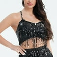 thumbnail image 3 of DuoJiaJ Women's Sequin Top V Neck Strap Sparkly Halter Vest Sparkly Sleeveless Vest Loose Fit Tank Tops Women, 3 of 4