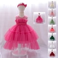 thumbnail image 2 of Vestido de niña Vestido de princesa Vestido de bebé de un año Vestido de niña de flores Vestido de niña con lazo de malla, 2 of 6