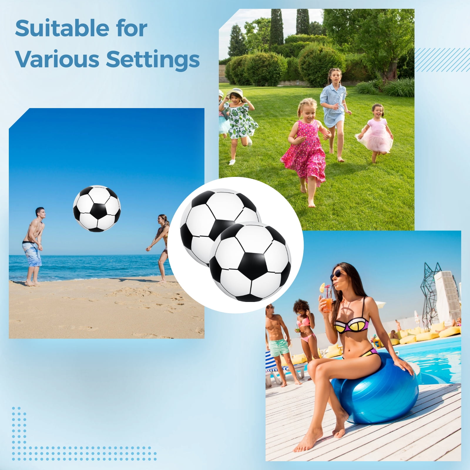 2 PCS Giant Inflatable Soccer Balls, 40 in Jumbo Beach PVC Ball, Oversized Fun for Party, School, Kindergarten Sports