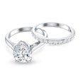 thumbnail image 4 of Rosec Jewels Certified Moissanite Wedding Ring Set - 2 Carat Engagement Ring with Enhancer - D-VS1 Grade, 14K White Gold, US 4.50, 4 of 8