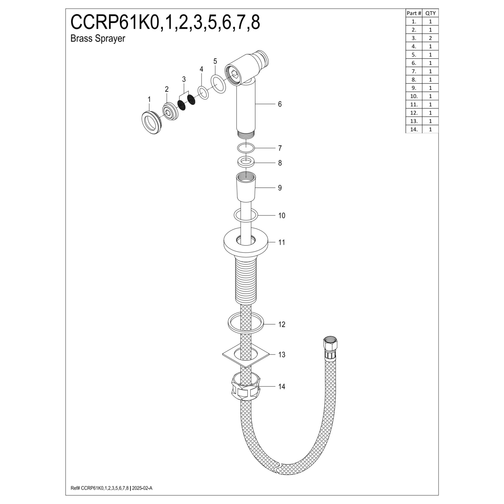 Kingston Brass CCRP61K7 Brass Kitchen Faucet Side Sprayer in Brushed Brass