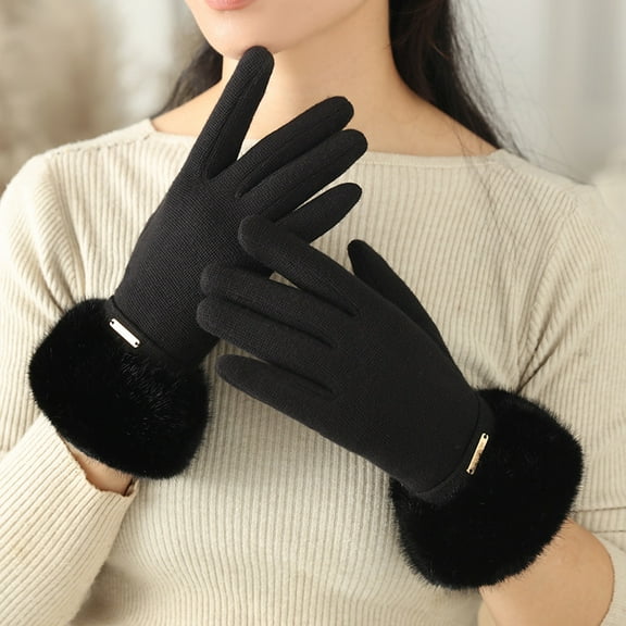 Gloves for Women Girl, Winter Touch Screen, Comfortable and Warm Double-Sided Velvet Lining Thickened Warm Glove