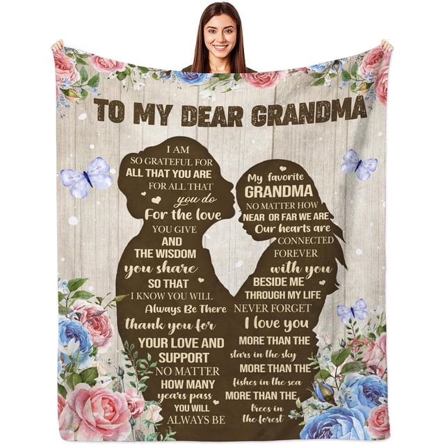 LHSHID Grandma Blanket from Granddaughter Gifts for Grandma Grandma Birthday Gifts Happy Birthday Grandma Gifts from Grandchildren I Love You Grandma Blanket 30"x40"